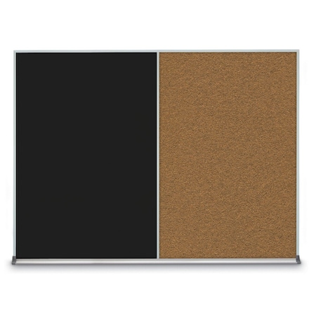 United Visual Products Triple Door Radius Plus Corkboard, 72" x UV8005PLUS-SATIN-BUFF